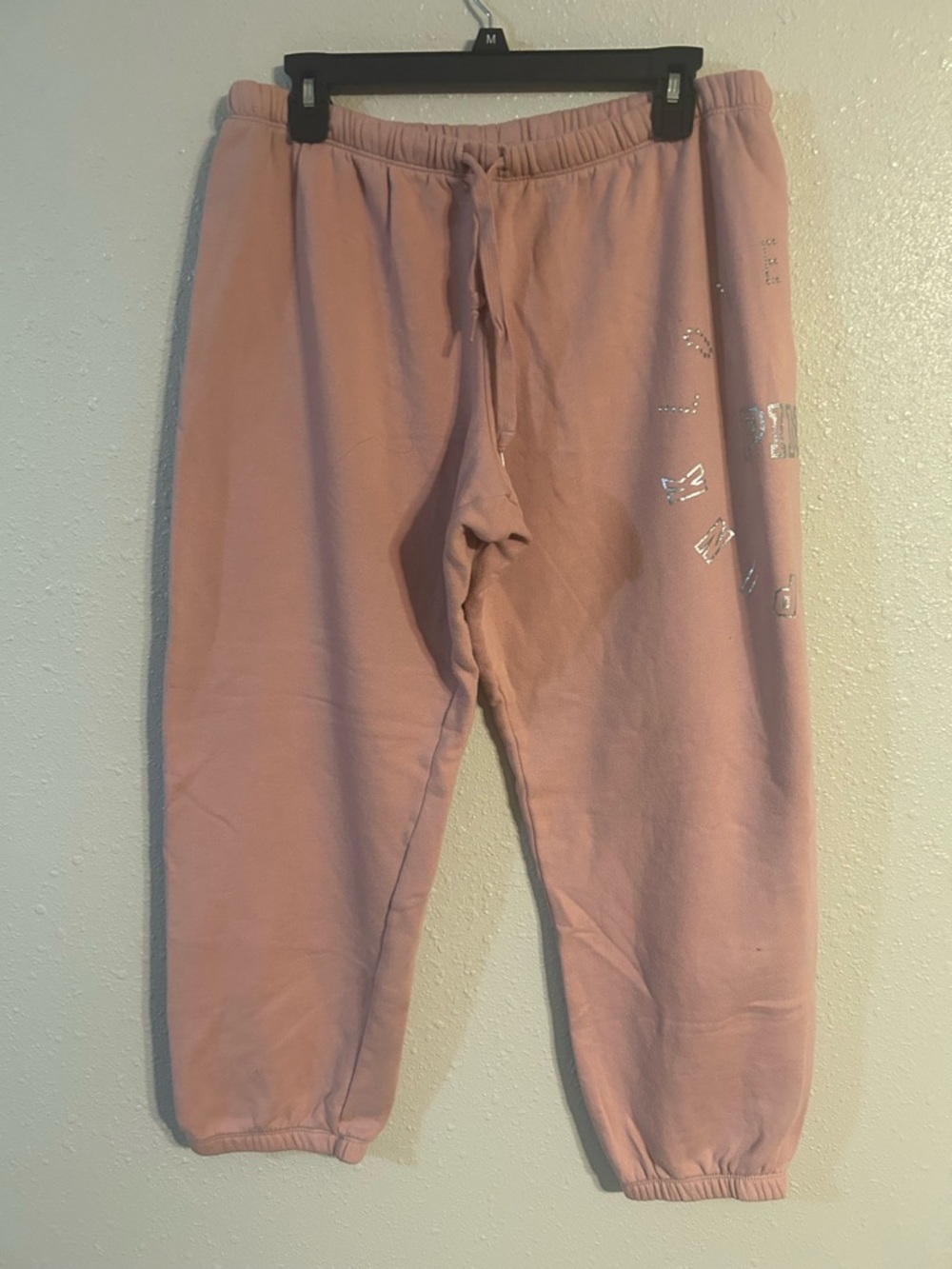 Victoria Secret Pink Cozy Sweatpants with Drawstring with Bling Sz XL